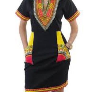 Dashiki Print Tribal Short Sleeve Mini Dress
